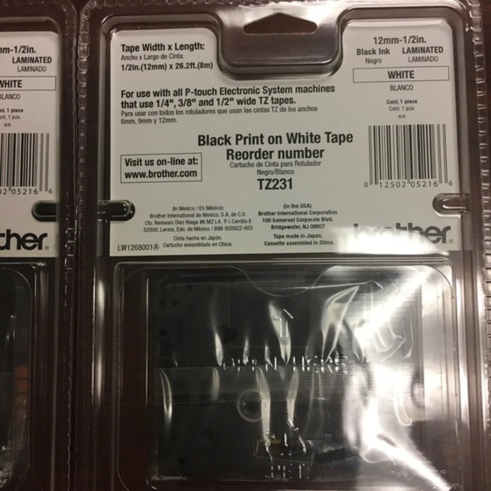 TZ Tape Brother P Touch 1/2' width Set of…